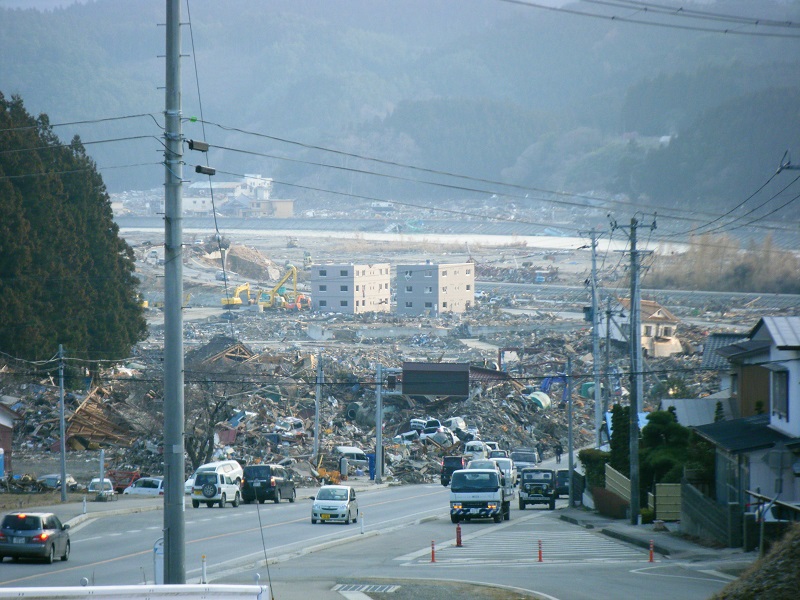 震災直後の大石地区